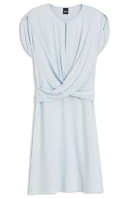 boss keyhole-neckline dress with wrap detail - light blue women's business dresses size 2