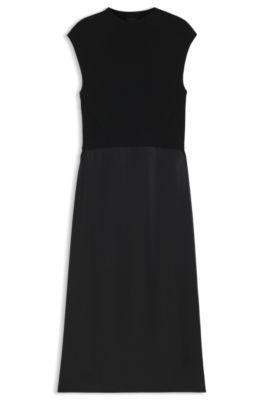 boss knitted dress with satin skirt - black women's knitted dresses size s