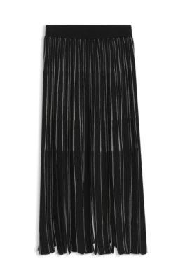 boss knitted skirt with two-tone fringes - patterned women's casual skirts size xl