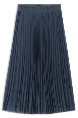 boss lined skirt in plissé tulle - light blue women's casual skirts size xs