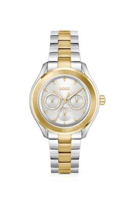 boss link-bracelet watch in silver- and gold-tone steel - women's watches