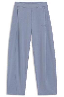 boss logo-embroidery tracksuit bottoms with balloon fit - blue women's casual pants size l