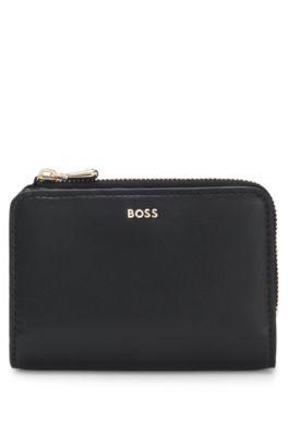 boss logo-lettering wallet with zip - black women's wallets size pcs.