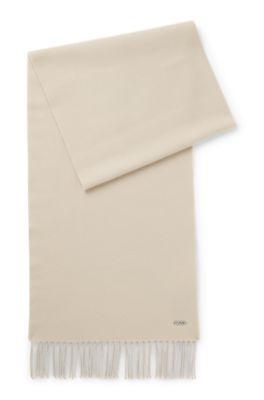 boss logo-rivet scarf in wool - light beige women's scarves size pcs.
