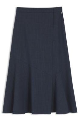 boss melange a-line skirt in virgin wool - dark blue women's business skirts size 10