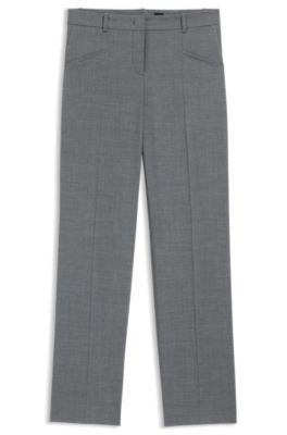 boss melange relaxed-fit trousers in virgin wool - dark grey women's formal pants size 8