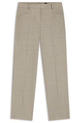 boss melange relaxed-fit trousers in virgin wool - light beige women's formal pants size 6
