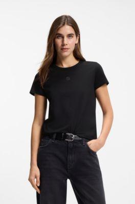boss mercerised-cotton t-shirt in a regular fit - black women's t-shirts size xs