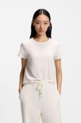 boss mercerised-cotton t-shirt in a regular fit - white women's t-shirts size xs