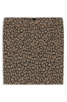 boss mini skirt with leopard jacquard - brown women's mini skirts size 14
