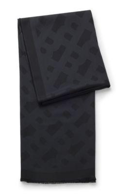 boss modal-wool scarf with monograms - black women's scarves size pcs.