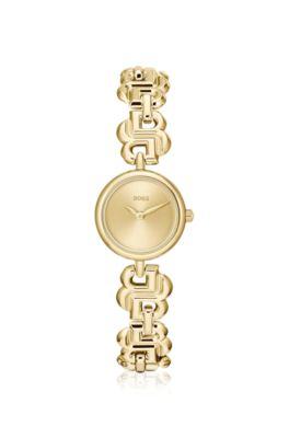boss monogram-bracelet watch in gold-tone steel - women's watches