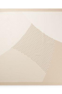 boss monogram scarf in silk twill - light beige women's scarves size pcs.