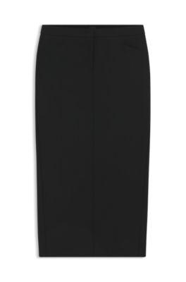 boss pencil skirt in virgin wool - black women's business skirts size 4