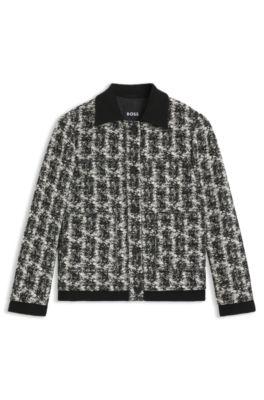 boss regular-fit blazer in patterned feather tweed - patterned women's suits size 2