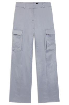 boss regular-fit trousers in sateen - light blue women's formal pants size 10