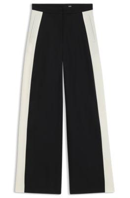 boss regular-fit trousers with colour-blocking - black women's formal pants size 0