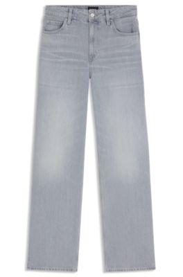 boss relaxed-fit jeans in grey-blue denim - dark grey women's pants size 26/32