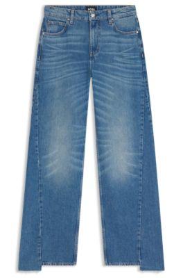 boss relaxed-fit jeans with stepped hems - dark blue women's pants size 28/32