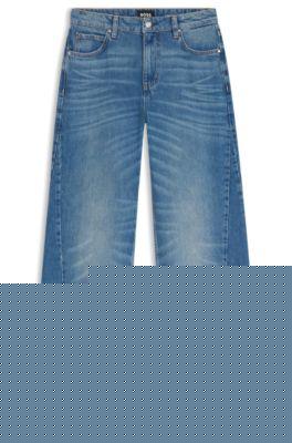boss relaxed-fit jeans with stepped hems - dark blue women's pants size 30/32