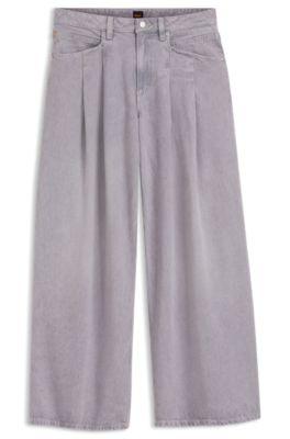 boss relaxed-fit jeans with wide leg - light grey women's pants size 28/32