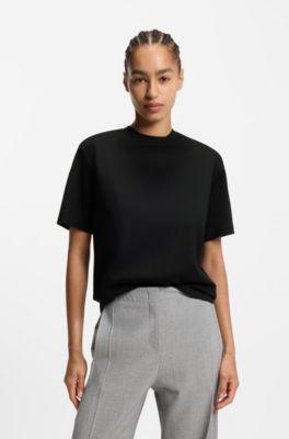 boss relaxed-fit t-shirt in mercerized cotton - black women's t-shirts size s