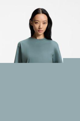 boss relaxed-fit t-shirt in mercerized cotton - blue women's t-shirts size xl