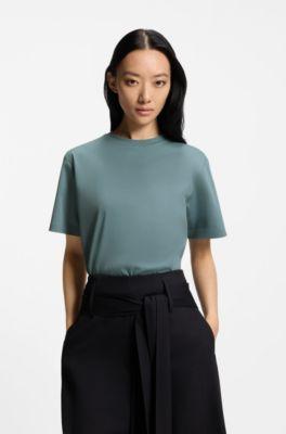 boss relaxed-fit t-shirt in mercerized cotton - blue women's t-shirts size xs