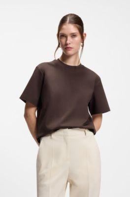 boss relaxed-fit t-shirt in mercerized cotton - dark brown women's t-shirts size m