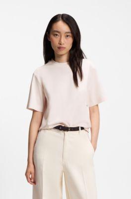 boss relaxed-fit t-shirt in mercerized cotton - light pink women's t-shirts size s