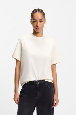 boss relaxed-fit t-shirt in mercerized cotton - white women's t-shirts size l