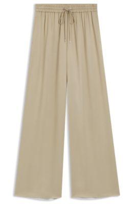 boss relaxed-fit trousers in satin - light beige women's formal pants size 6