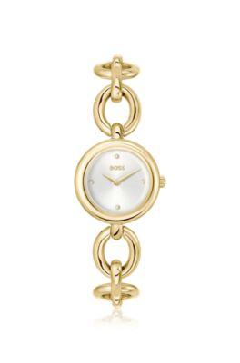 boss ring-bracelet watch in gold-tone steel - women's watches