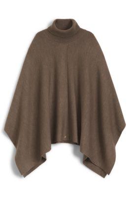 boss rollneck poncho in a wool blend - dark grey women's scarves size pcs.
