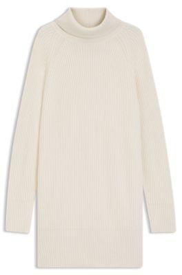 boss rollneck sweater dress in virgin wool and cashmere - white women's knitted dresses size s