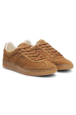 boss rubber-sole trainers in suede - brown women's sneakers size 7