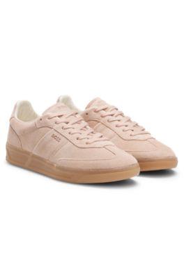 boss rubber-sole trainers in suede - light pink women's sneakers size 6