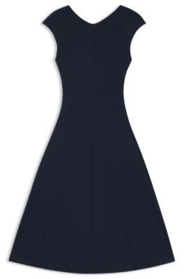 boss seam-detail dress in matte jersey - dark blue women's jersey dresses size l