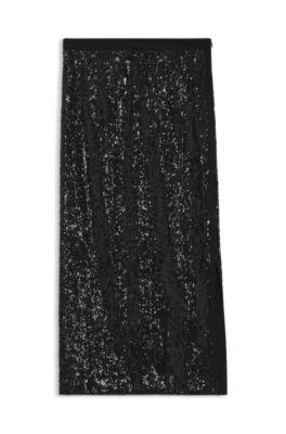 boss sequin-embellished skirt with lustrous inserts - black women's casual skirts size xs