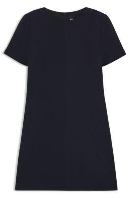 boss shift dress in soft crepe - dark blue women's business dresses size 12