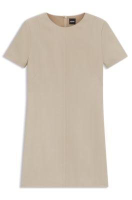 boss shift dress in soft crepe - light beige women's business dresses size 4