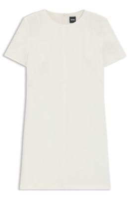 boss shift dress in soft crepe - white women's business dresses size 10