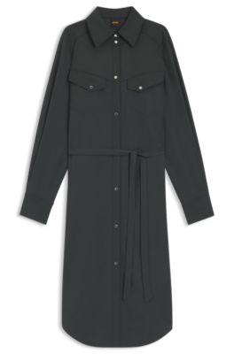 boss shirt dress in sandwashed fabric - light grey women's midi dresses size 4