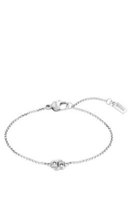 boss silver-tone bracelet with double b monogram - women's jewelry