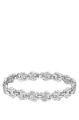 boss silver-tone bracelet with double b monograms - women's jewelry