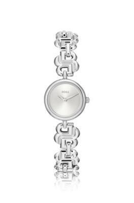 boss silver-tone watch with monogram-link bracelet - women's watches