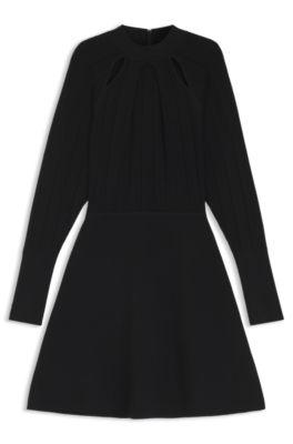 boss skater-style dress with lace-stitch detailing - black women's knitted dresses size xs