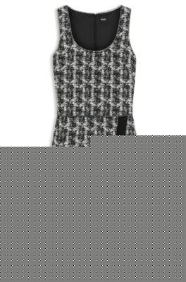 boss sleeveless dress in patterned feather tweed - patterned women's business dresses size 10