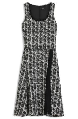 boss sleeveless dress in patterned feather tweed - patterned women's business dresses size 12