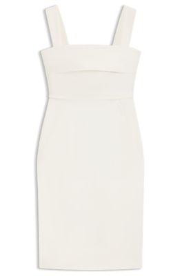 boss slim-fit jersey dress with layered detail - white women's midi dresses size 8